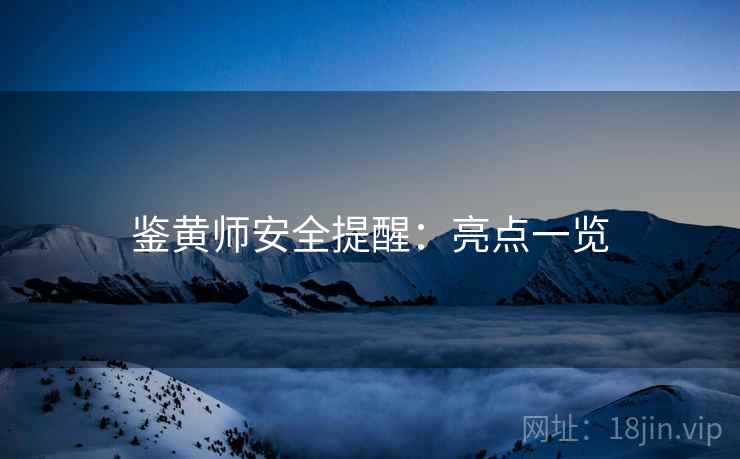 鉴黄师安全提醒：亮点一览